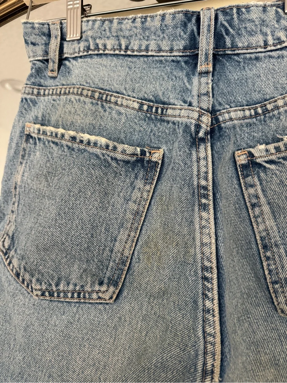 Zara Light Blue Distressed Denim Shorts